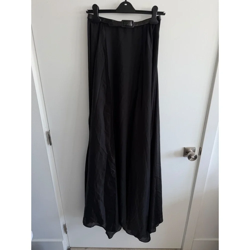Kikiriki Black Sheer Beach Cover Up Maxi Sarong Belted Swim Cover S
